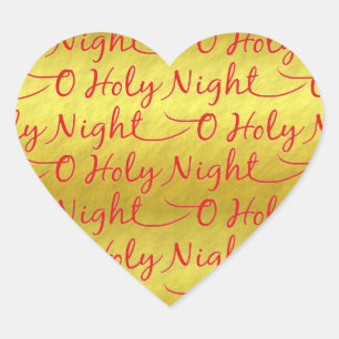 Christmas Gold Foil Holy Night Typography Heart Sticker