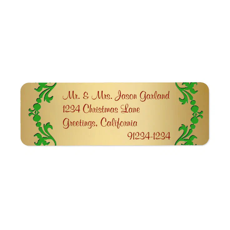Christmas Gold Foil Look Return Address Labels | Zazzle