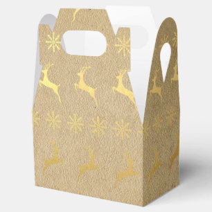 Christmas Gold Foil Reindeer and Snowflake Favor Boxes