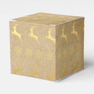 Christmas Gold Foil Reindeer and Snowflake Favor Boxes