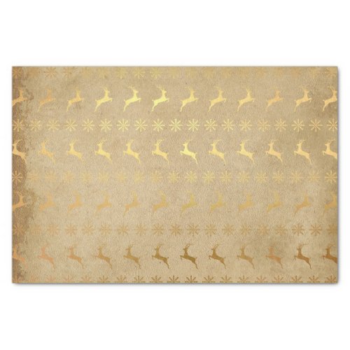 Christmas Gold Foil Reindeer and Snowflake Tissue Paper
