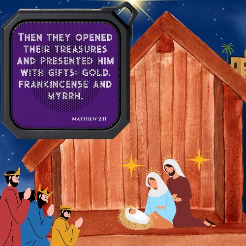 Christmas Gold Frankincense Myrrh Bible Verse Bluetooth Speaker