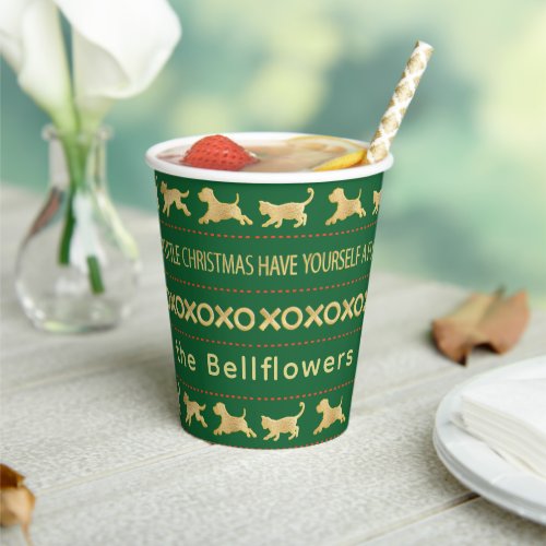 Christmas Gold Furry Cats and Dogs Paper Cups