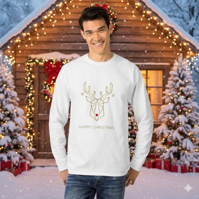 Christmas Gold Geometric Reindeer T-Shirt (Creator Uploaded)