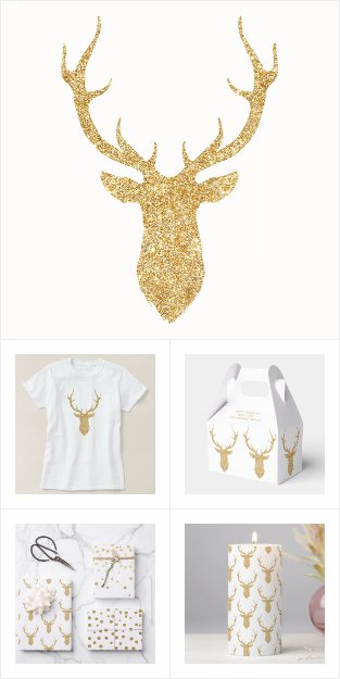 Christmas: Gold Glitter Deer 