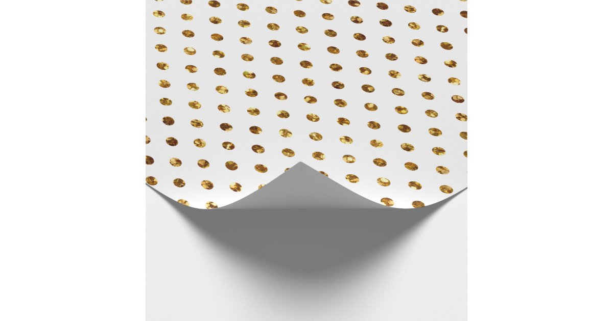Christmas Gold Glitter Dots White Wrapping Paper | Zazzle