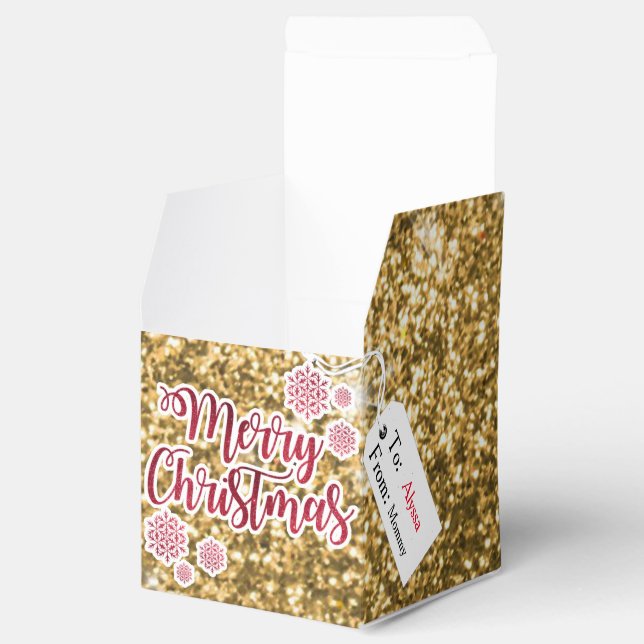 Christmas Gold Glitter Holiday Favor Boxes (Opened)