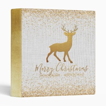 Christmas Gold Glitter Reindeer 1" Photo Album Binder by Meg_Stewart at Zazzle