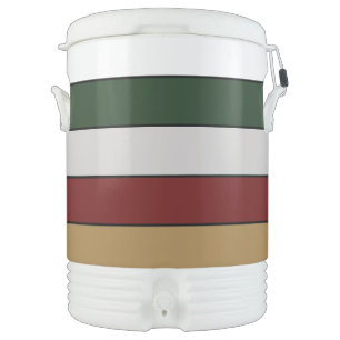 Christmas Gold Green Red Silver And White Stripes Beverage Cooler