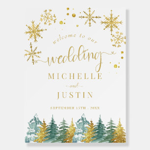 Christmas Gold Green Woodland Pine Trees Wedding Foam Board