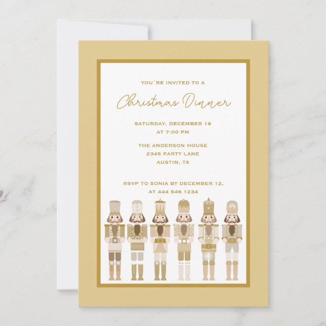 CHRISTMAS GOLD NUTCRACKER INVITATION (Front)