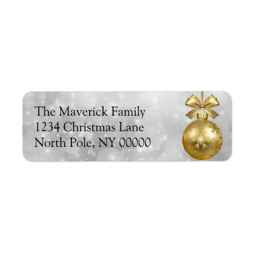 Christmas Gold Ornament Return Address Label