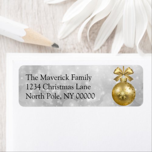 Christmas Gold Ornament Return Address Label
