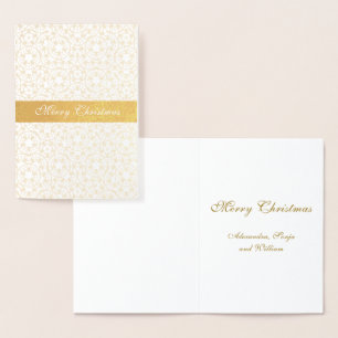 Christmas Gold Pattern Stars Personalized Foil Card