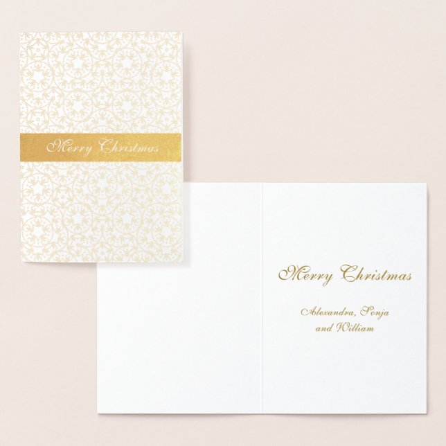 Christmas Gold Pattern Stars Personalized Foil Card (Display)