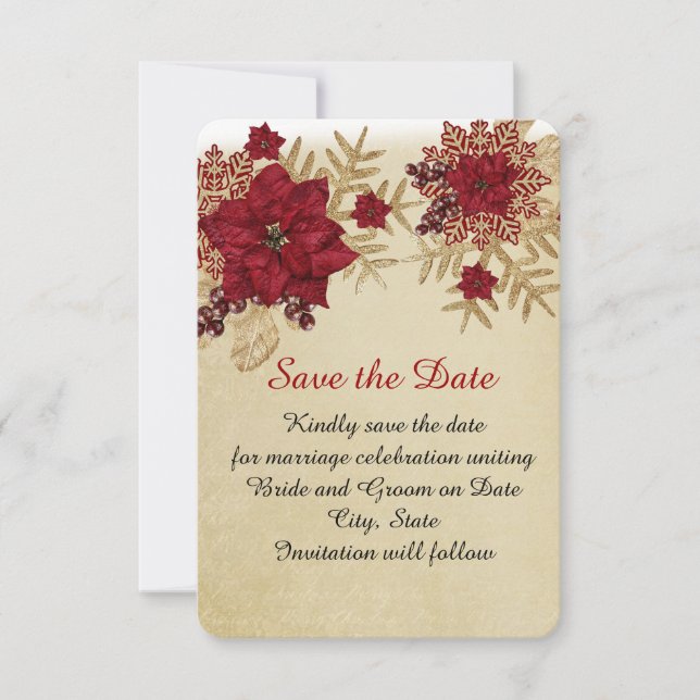 Christmas Gold/Red Star Save the date (Front)