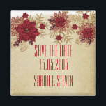 Christmas Gold/Red Star Save the date Magnet<br><div class="desc">Romantic Save the date Magnet Save the date with this beautiful and elegant magnet.</div>