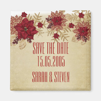 Christmas Gold/Red Star Save the date Magnet