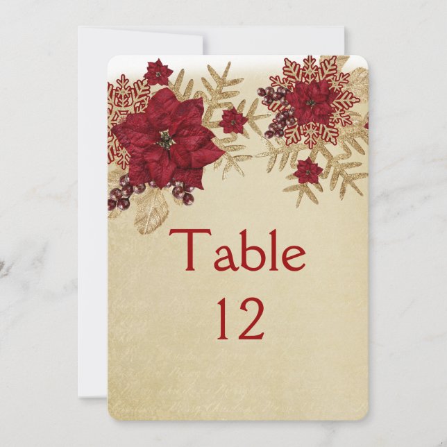 Christmas Gold/Red Star Table card (Front)