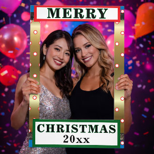 Christmas Gold Red White Polks Dots Selfie Frame