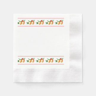 Christmas Gold Round Bells and Red Ribbon Border Napkins
