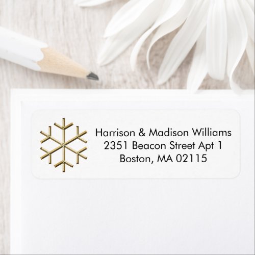 Christmas gold snowflake custom Return Address Label