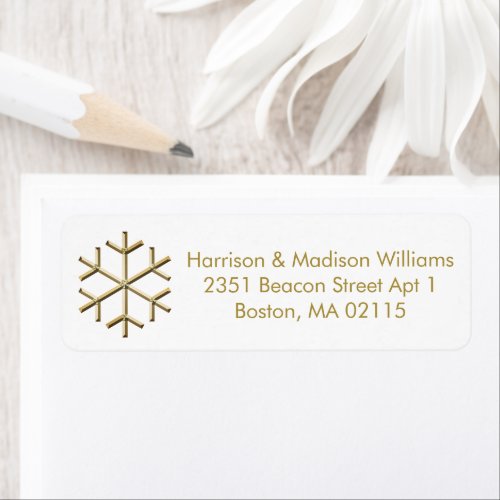 Christmas gold snowflake custom Return Address  Label