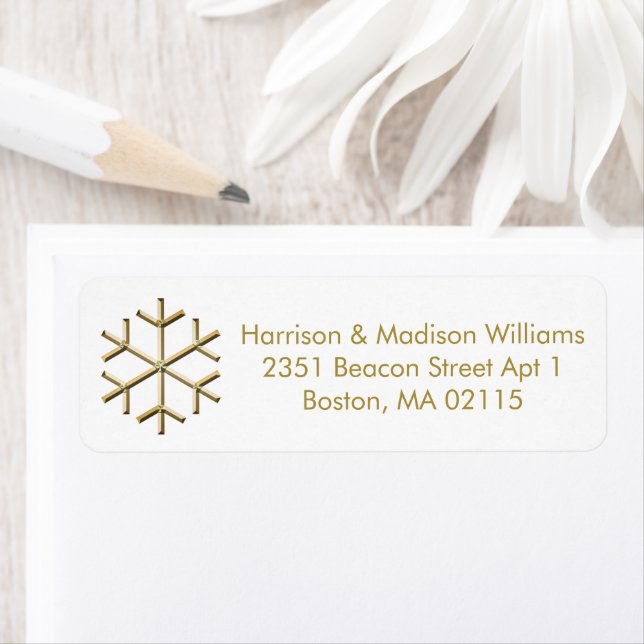 Christmas gold snowflake custom Return Address  Label (Insitu)