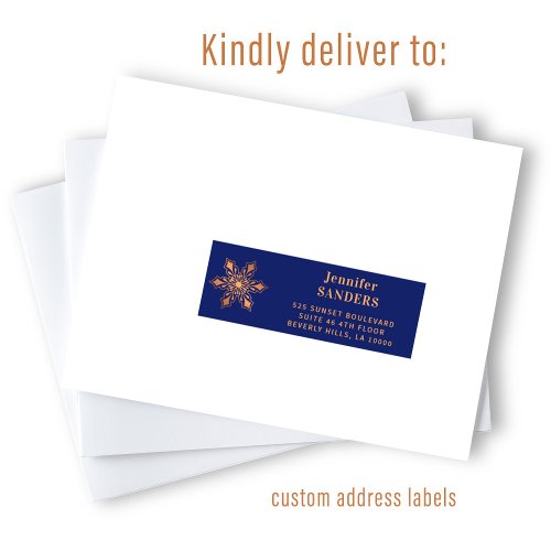 Christmas gold snowflake navy guest address labels