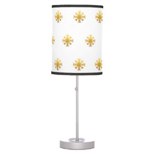 Christmas Gold Snowflake Pattern White Table Lamp