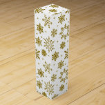 Christmas Gold Snowflakes Wine Box<br><div class="desc">Looking for bow and go Christmas wrap? This adorable Christmas wine box  sits on a white background adorned with gold ornate design snowflakes.  An affordable time saver box is perfect for challenging  gift wrap items too</div>