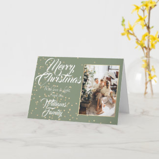 Christmas gold star confetti photo holiday card