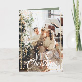 Christmas gold star confetti photo holiday card