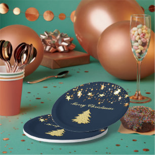 Christmas Gold Stars and Tree with Baubles, ZSSG Paper Plates