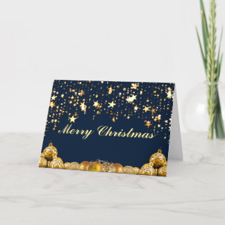 Christmas Gold Stars, Baubles, Tree and Message Holiday Card