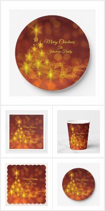 Christmas Gold Stars Tree Matching Table Settings 