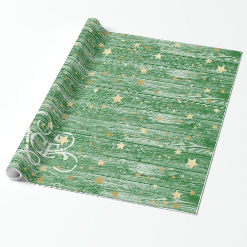 Christmas gold stars wrapping paper