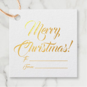Christmas gold to from blank script elegant foil favor tags