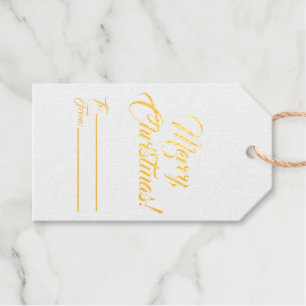 Christmas gold to from blank script elegant foil gift tags
