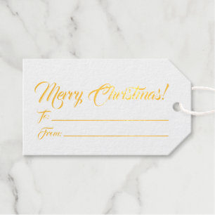 Christmas gold to from blank script elegant foil gift tags