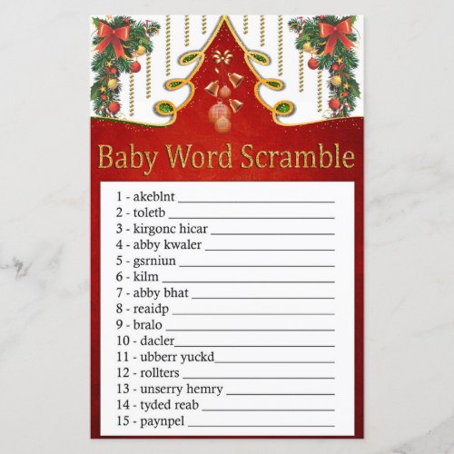 Christmas Gold  Tree Baby word scramble game