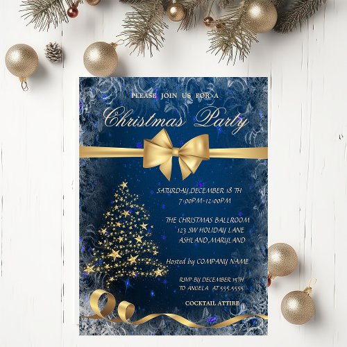 Christmas Gold TreeBowCorporate Party Invitation