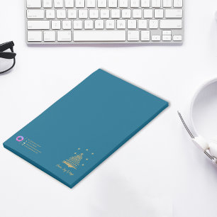 Christmas Gold Tree Peace Joy Hope Teal Corporate Post-it Notes