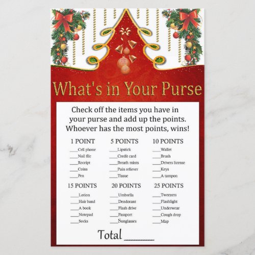 Christmas Gold Tree Whats in your purse game