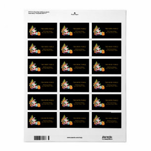 Christmas Gold Tree with Black Background Label