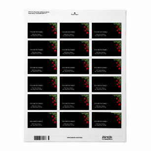 Christmas Gold Tree with Black Background Label