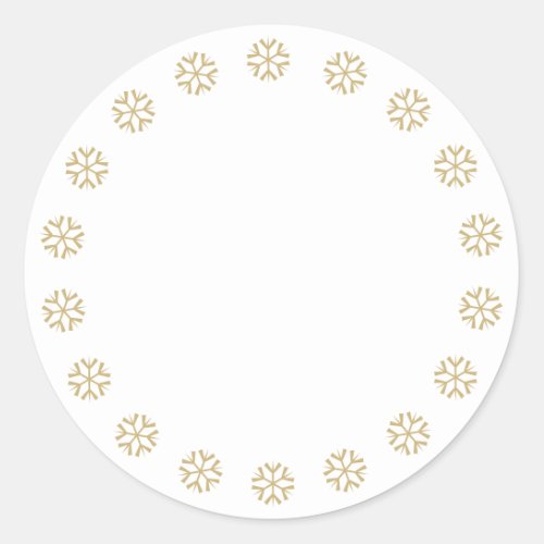 Christmas Gold white snowflakes border blank cute Classic Round Sticker