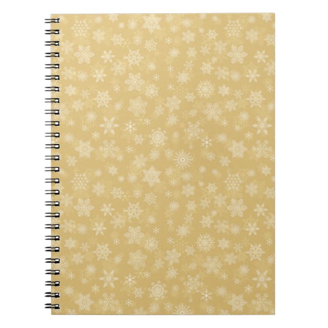 Christmas Gold,white Snowflakes Notebook (Front)