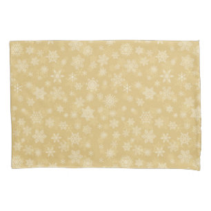 Christmas Gold,white Snowflakes Pillow Case