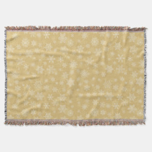 Christmas Gold,white Snowflakes Throw Blanket